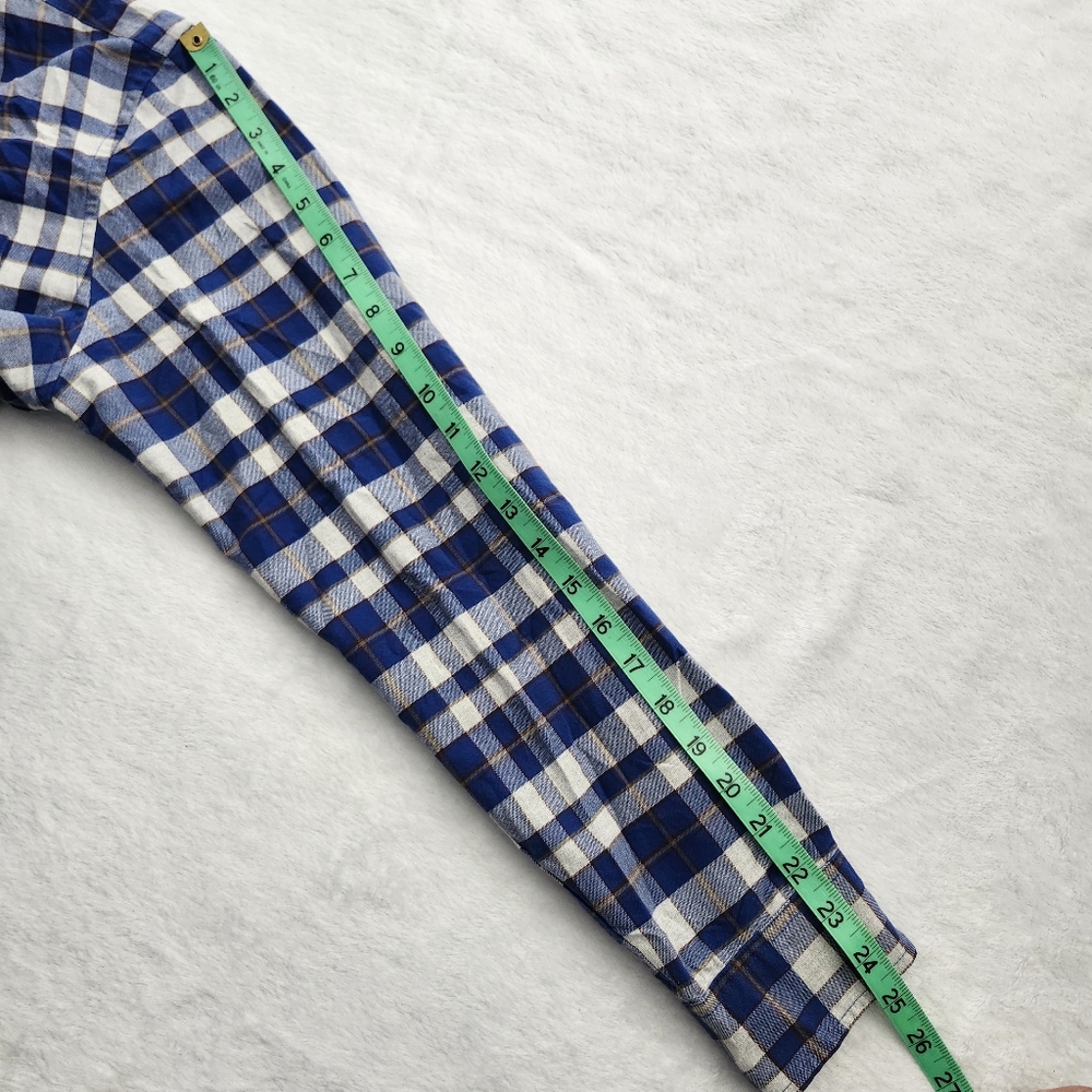 L.L. BEAN Signature Slim‎ Fit Oxford Shirt Untucked Fit Blue White Plaid Medium - Picture 10 of 11